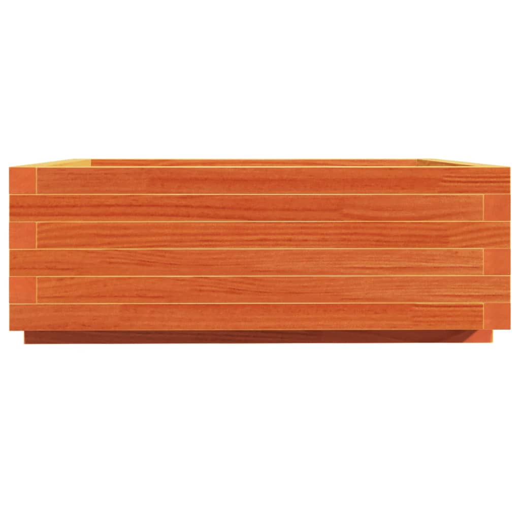 vidaXL Jardinera de madera maciza de pino marrón cera 70x70x26,5 cm