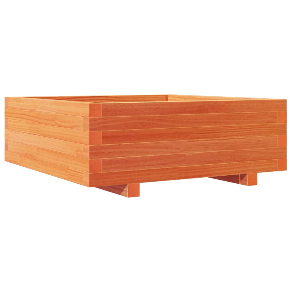 vidaXL Jardinera de madera maciza de pino marrón cera 70x70x26,5 cm