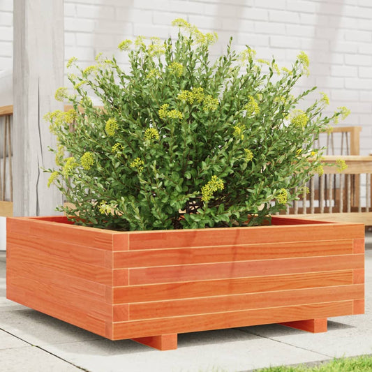 vidaXL Jardinera de madera maciza de pino marrón cera 70x70x26,5 cm