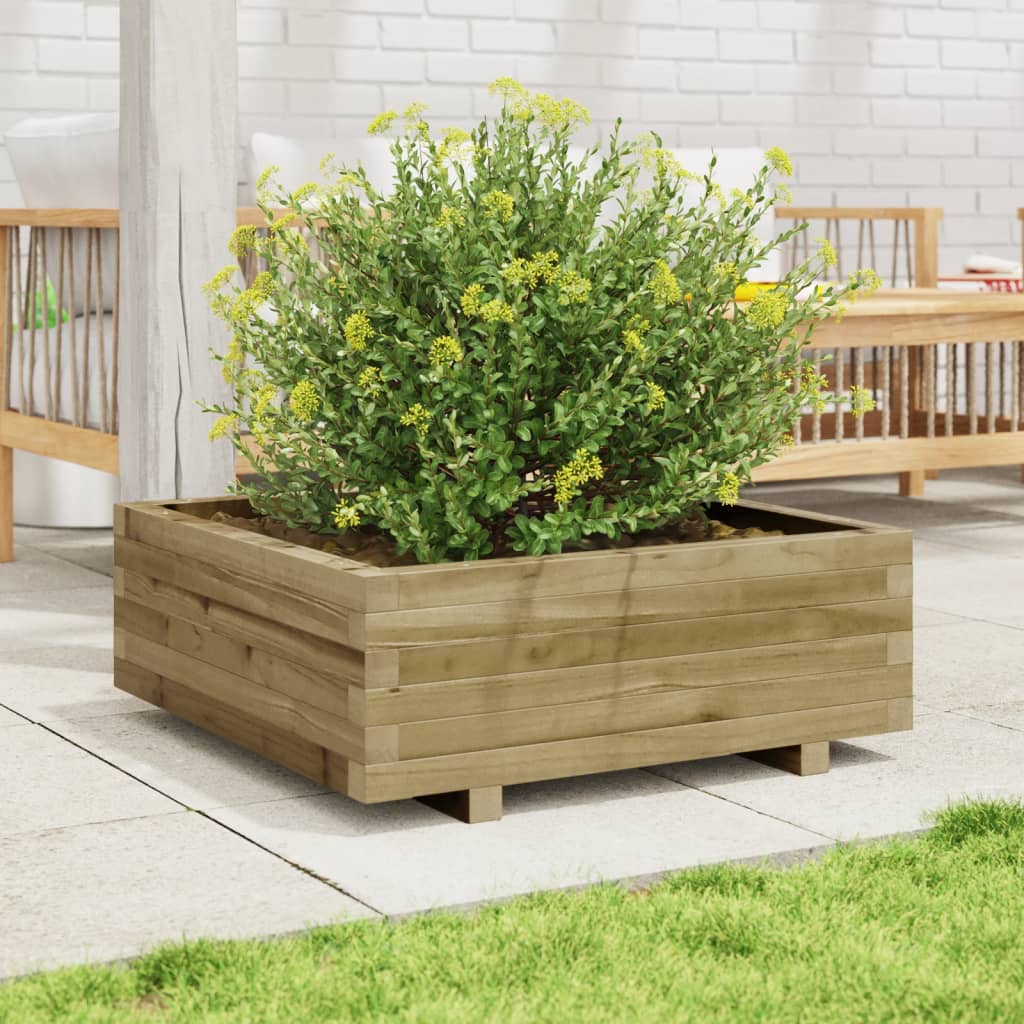 vidaXL Jardinera de madera de pino impregnada 70x70x26,5 cm