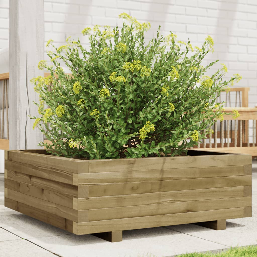 vidaXL Jardinera de madera de pino impregnada 70x70x26,5 cm