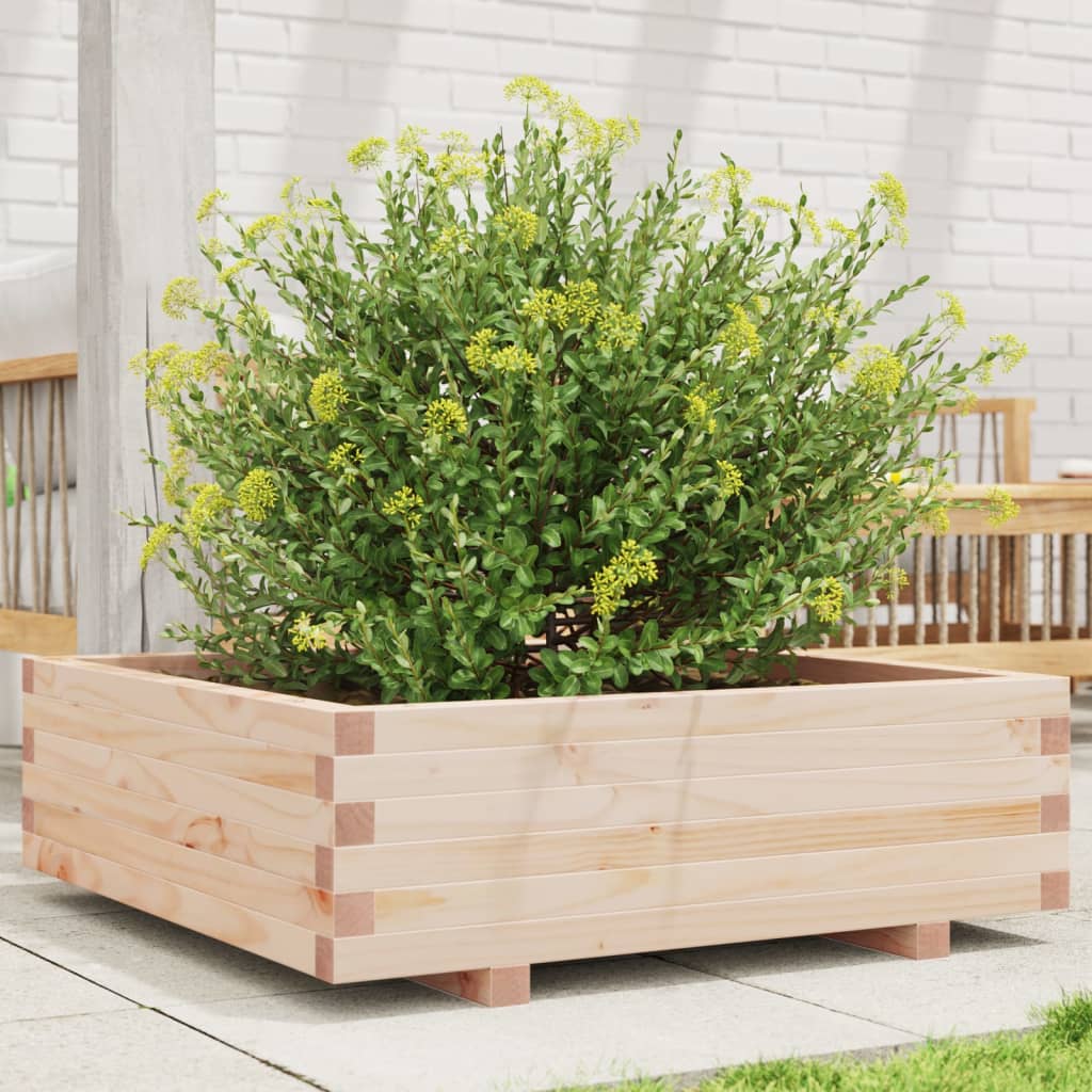 vidaXL Jardinera de madera maciza de pino 80x80x26,5 cm