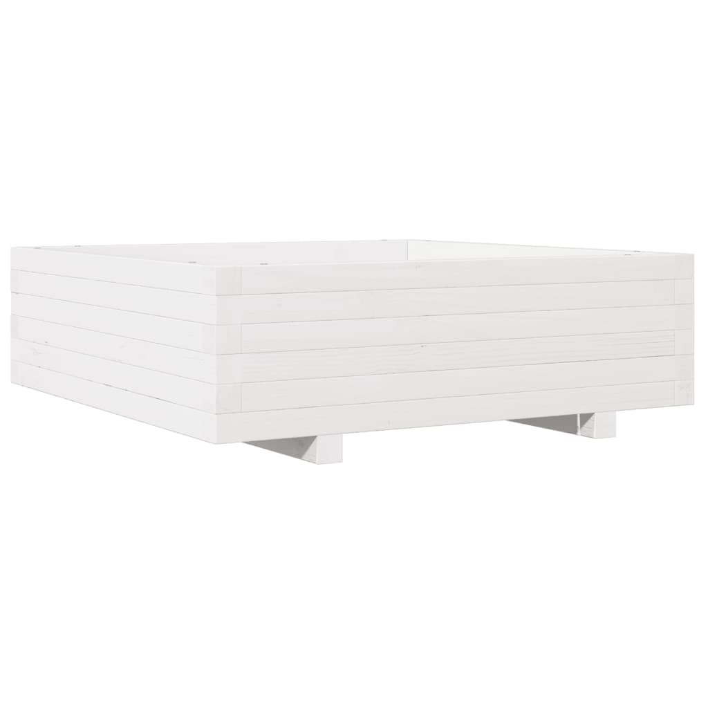 vidaXL Jardinera de madera maciza de pino blanca 80x80x26,5 cm