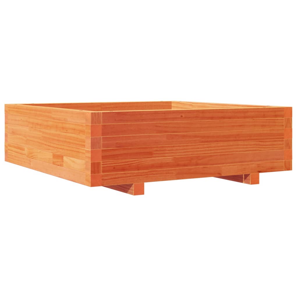 vidaXL Jardinera de madera maciza de pino marrón cera 80x80x26,5 cm