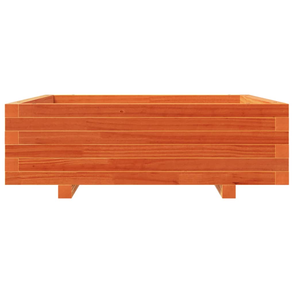 vidaXL Jardinera de madera maciza de pino marrón cera 80x80x26,5 cm