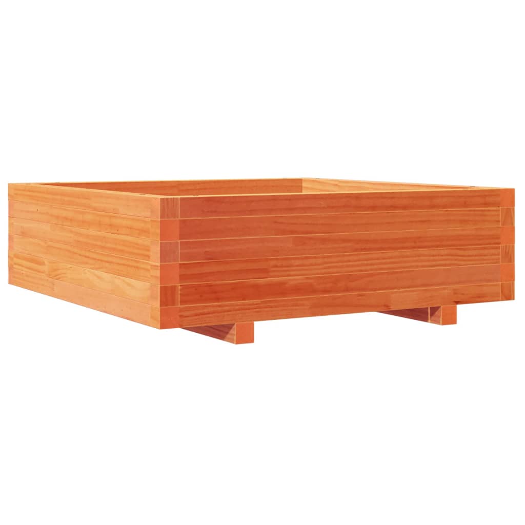 vidaXL Jardinera de madera maciza de pino marrón cera 80x80x26,5 cm