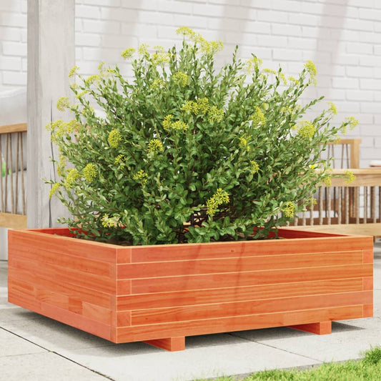 vidaXL Jardinera de madera maciza de pino marrón cera 80x80x26,5 cm