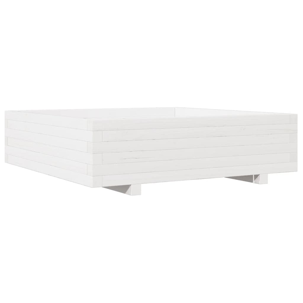 vidaXL Jardinera de madera maciza de pino blanco 90x90x26,5 cm