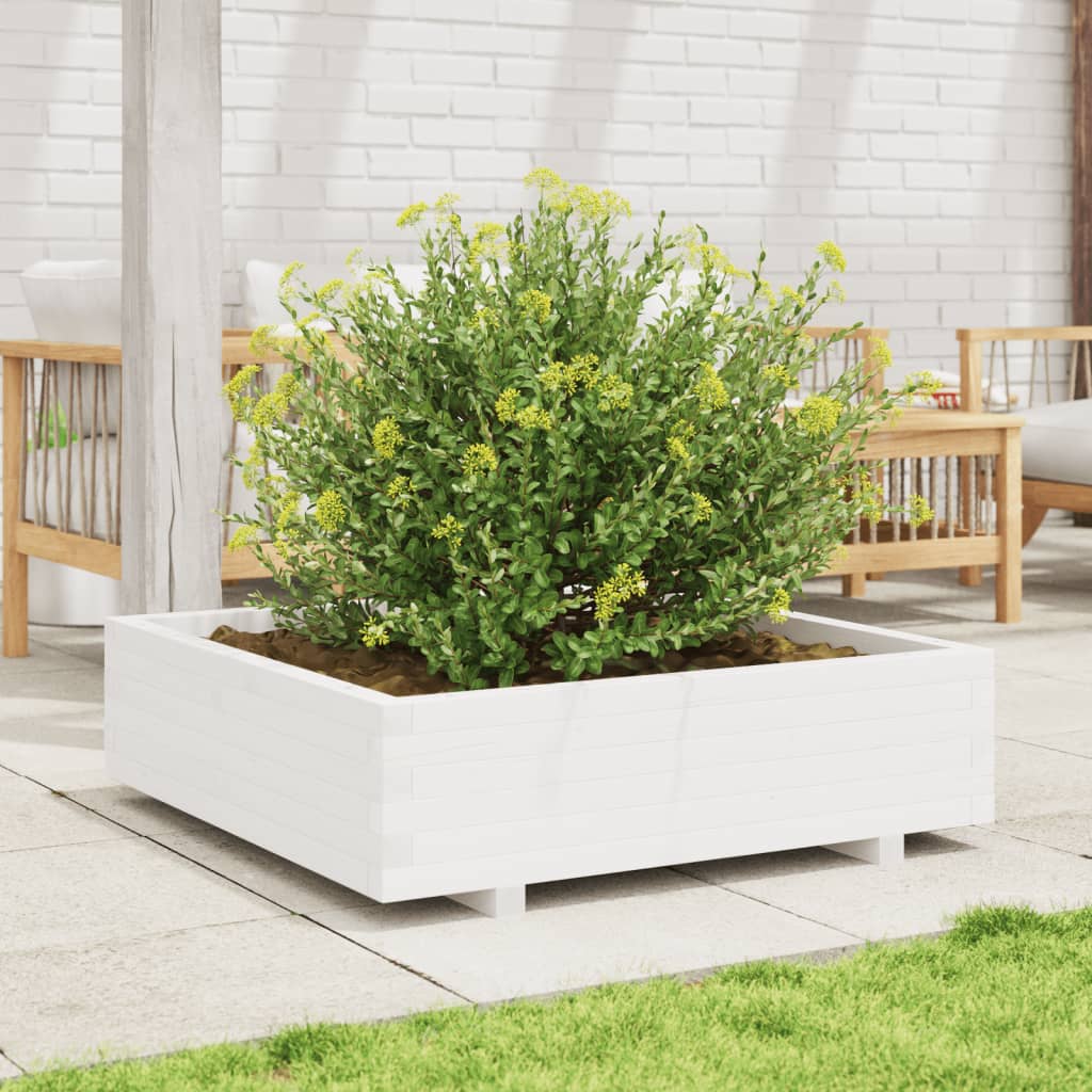 vidaXL Jardinera de madera maciza de pino blanco 90x90x26,5 cm