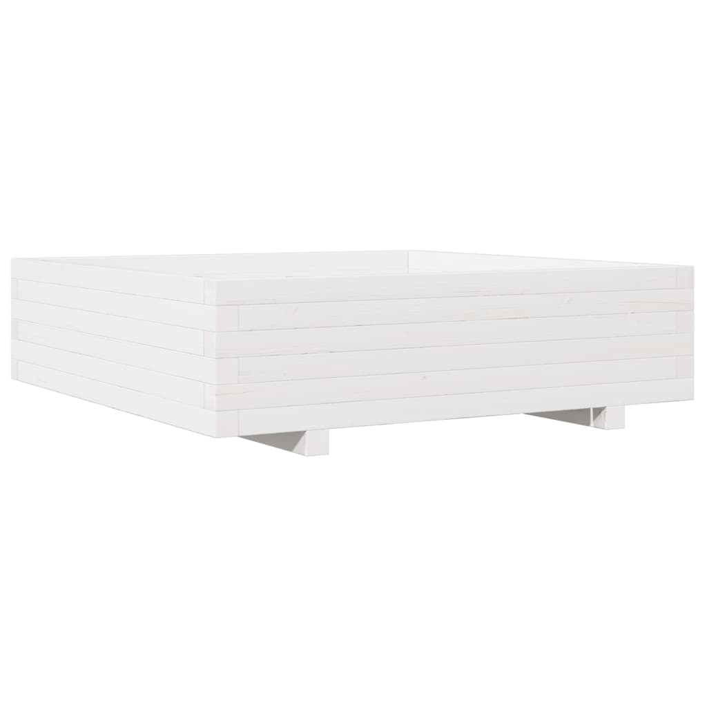 vidaXL Jardinera de madera maciza de pino blanco 90x90x26,5 cm