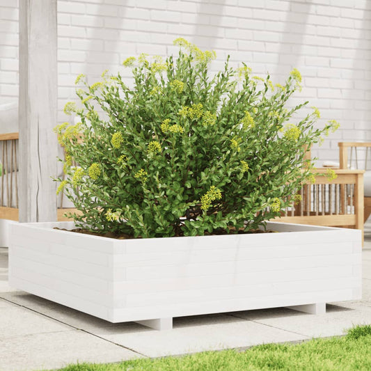 vidaXL Jardinera de madera maciza de pino blanco 90x90x26,5 cm