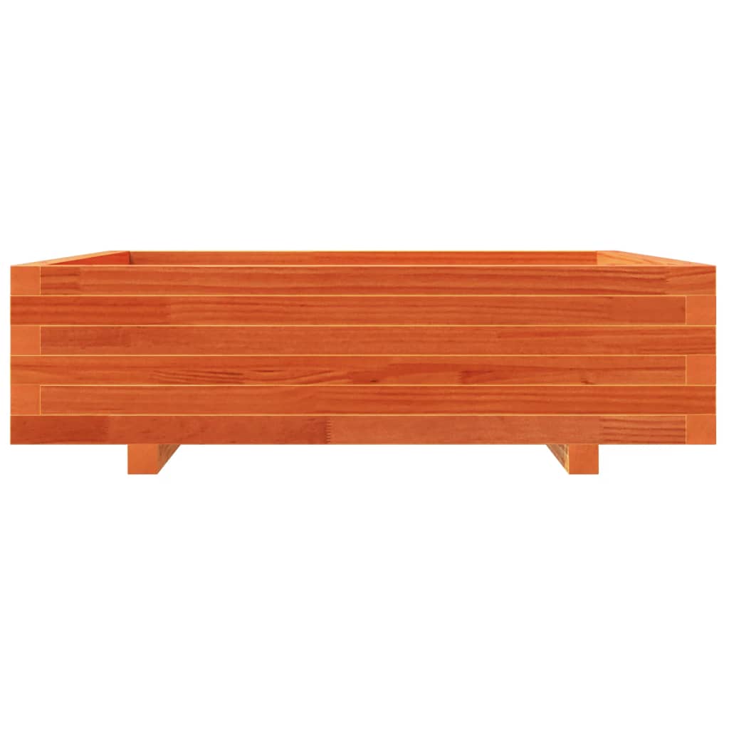 vidaXL Jardinera de madera maciza de pino marrón cera 90x90x26,5 cm