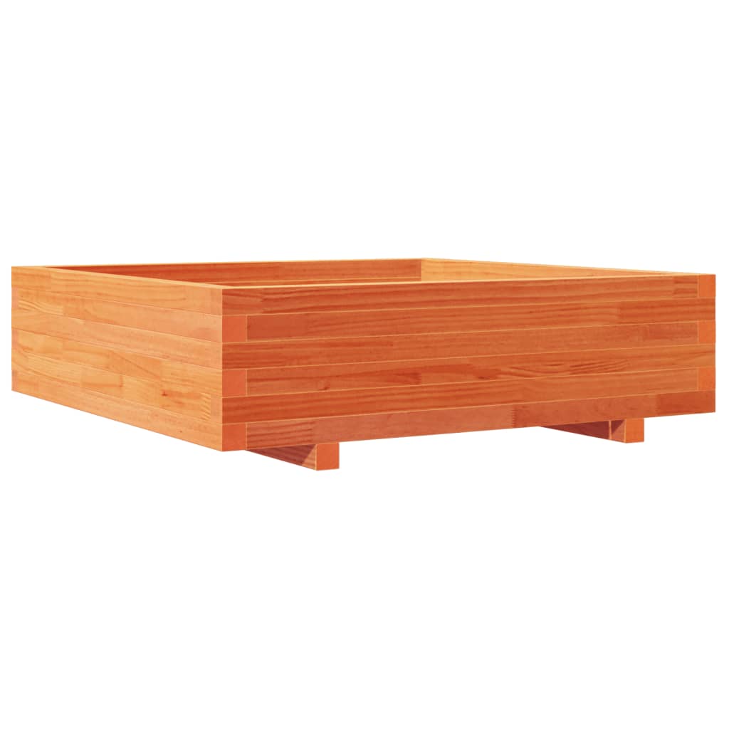 vidaXL Jardinera de madera maciza de pino marrón cera 90x90x26,5 cm