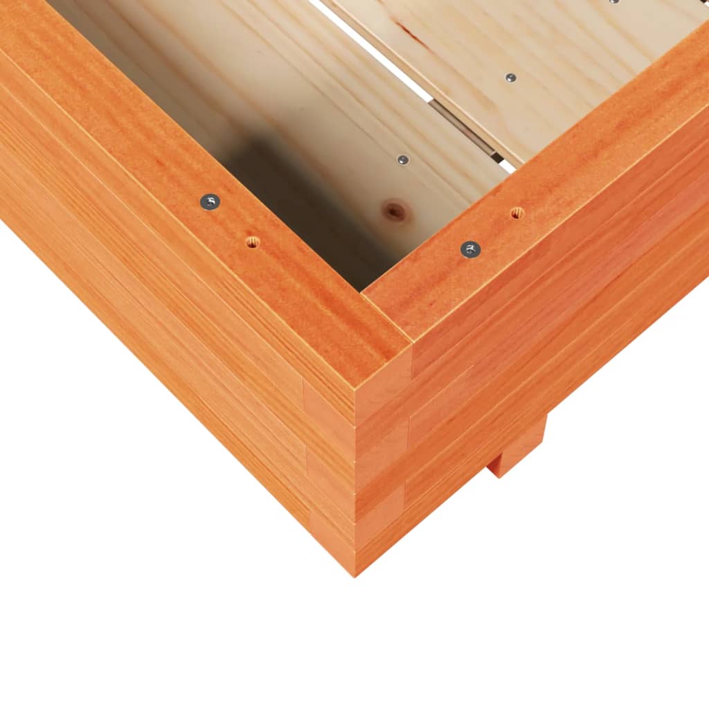 vidaXL Jardinera de madera maciza de pino marrón cera 90x90x26,5 cm