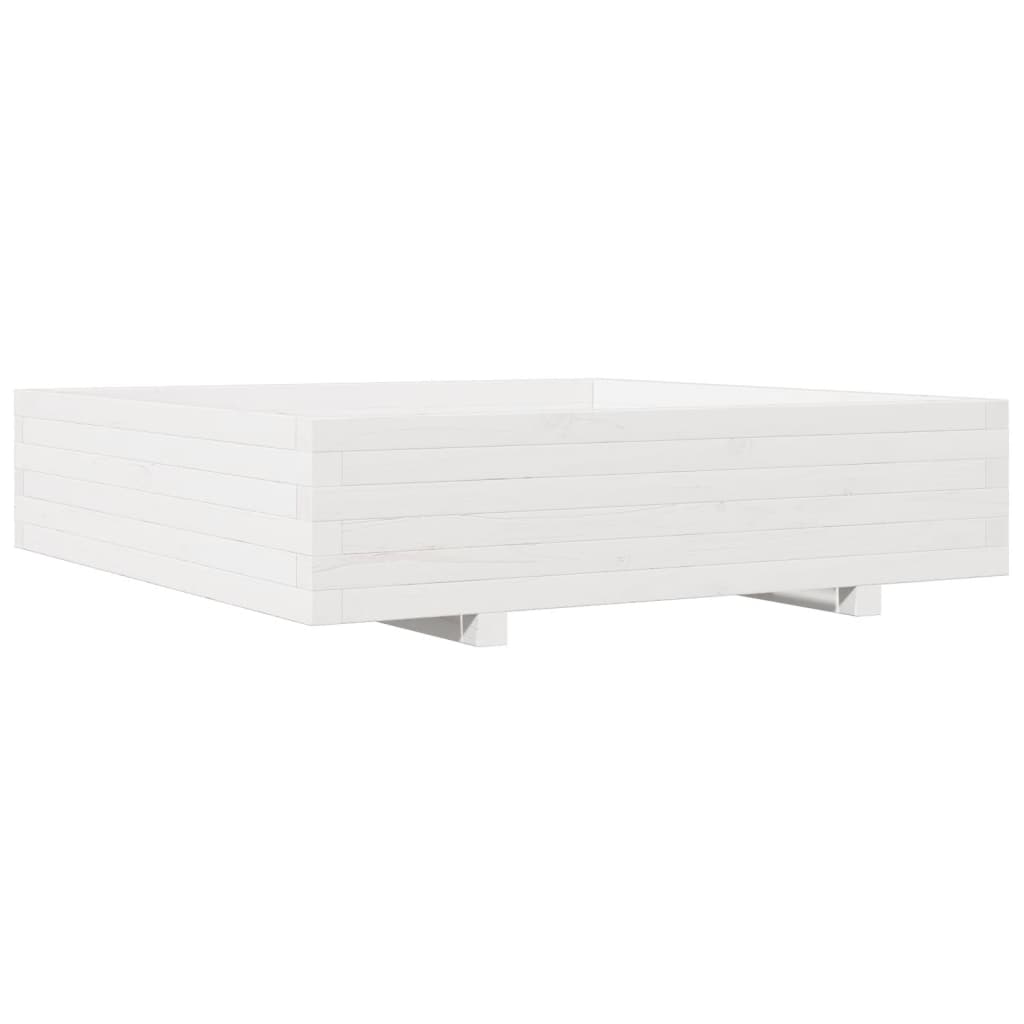 vidaXL Jardinera madera maciza de pino blanco 100x100x26,5 cm