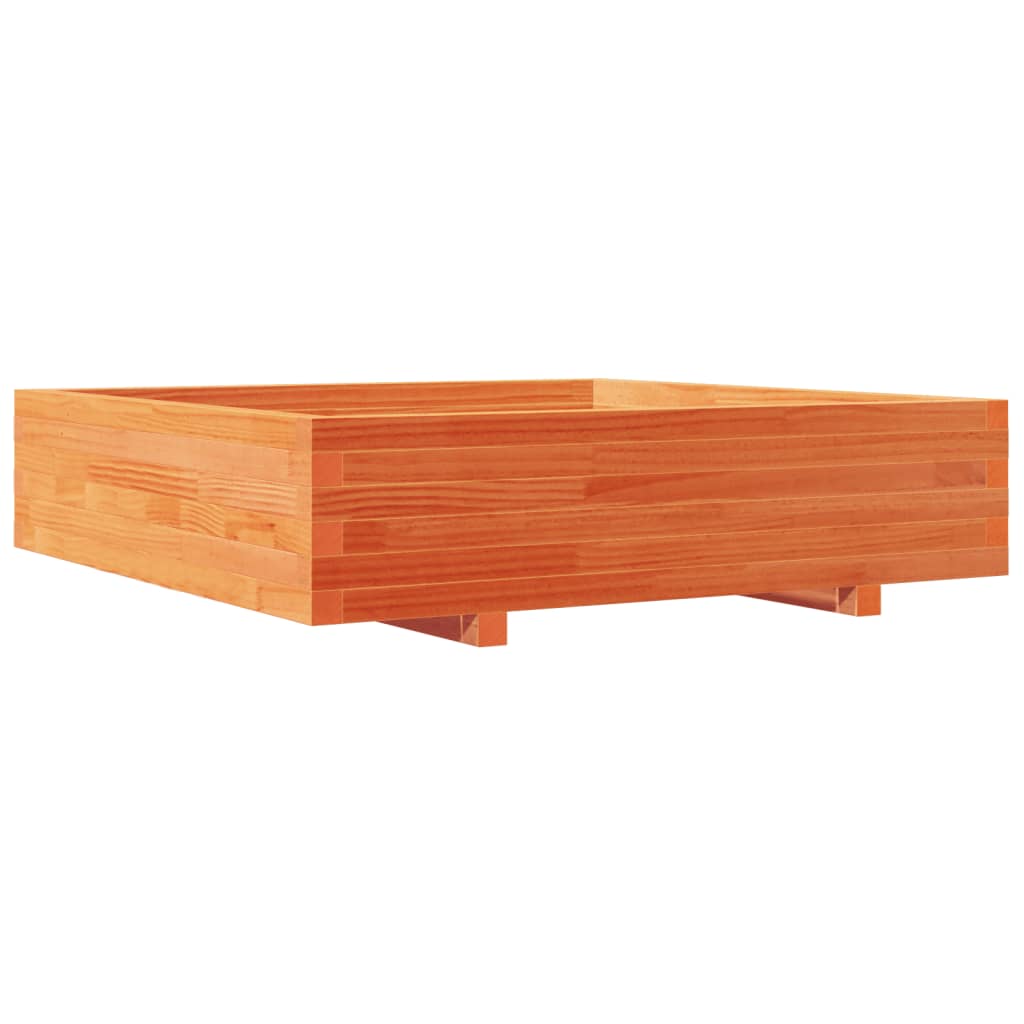 vidaXL Jardinera de madera maciza de pino marrón cera 100x100x26,5 cm