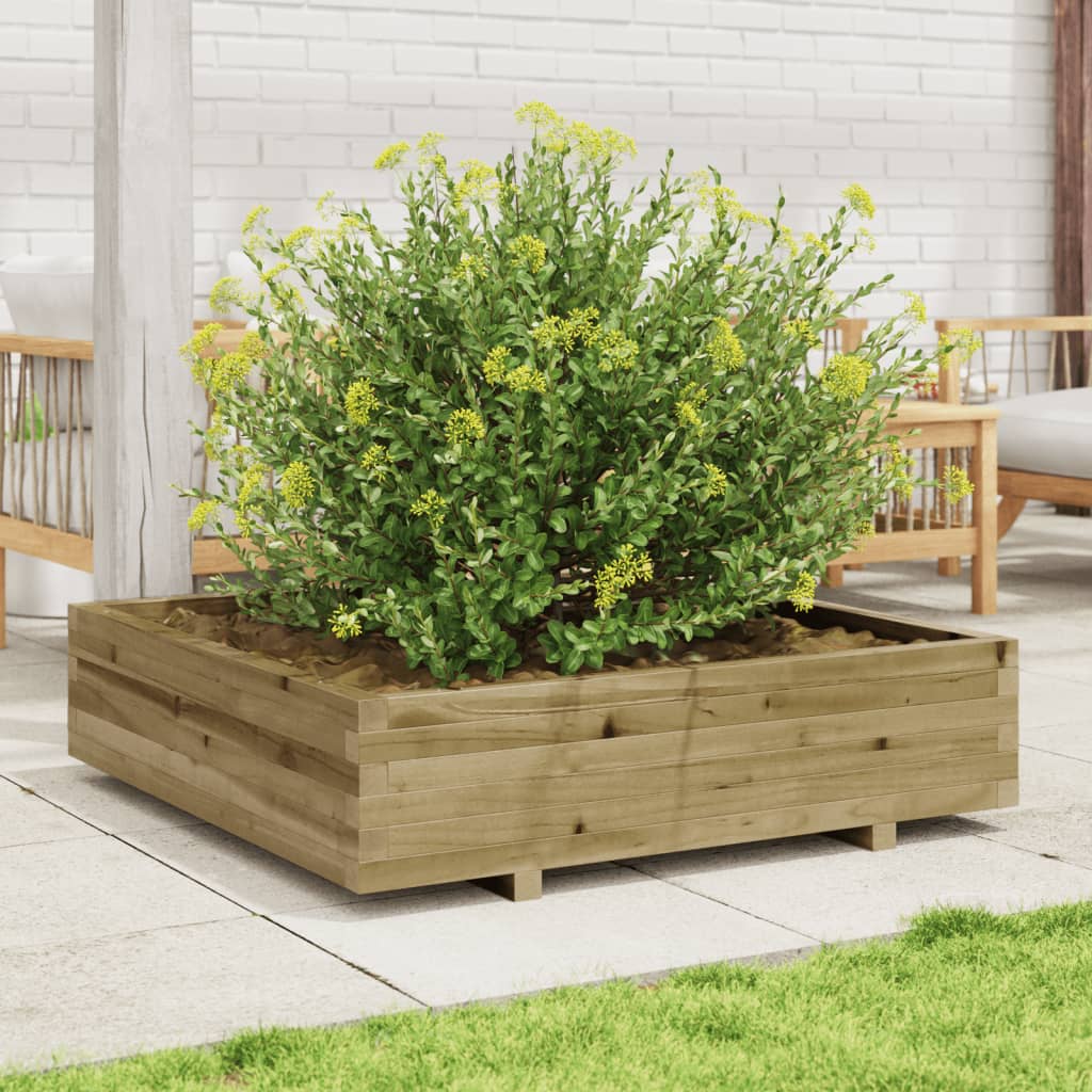 vidaXL Jardinera de madera de pino impregnada 100x100x26,5 cm