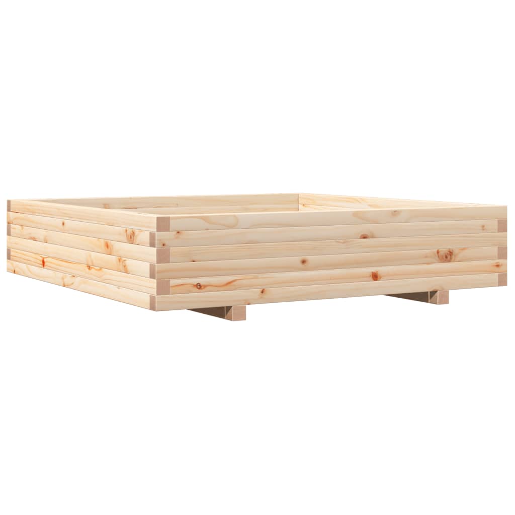 vidaXL Jardinera de madera maciza de pino 110x110x26,5 cm