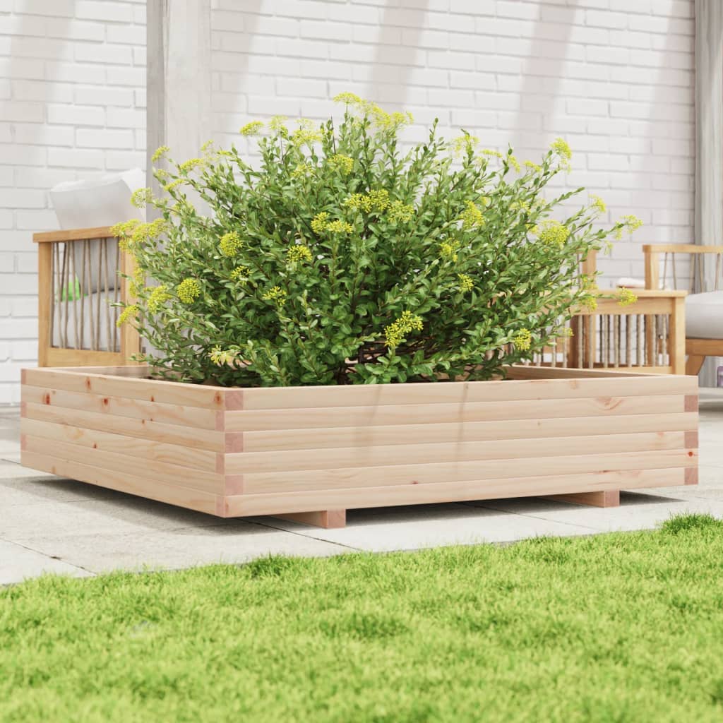 vidaXL Jardinera de madera maciza de pino 110x110x26,5 cm