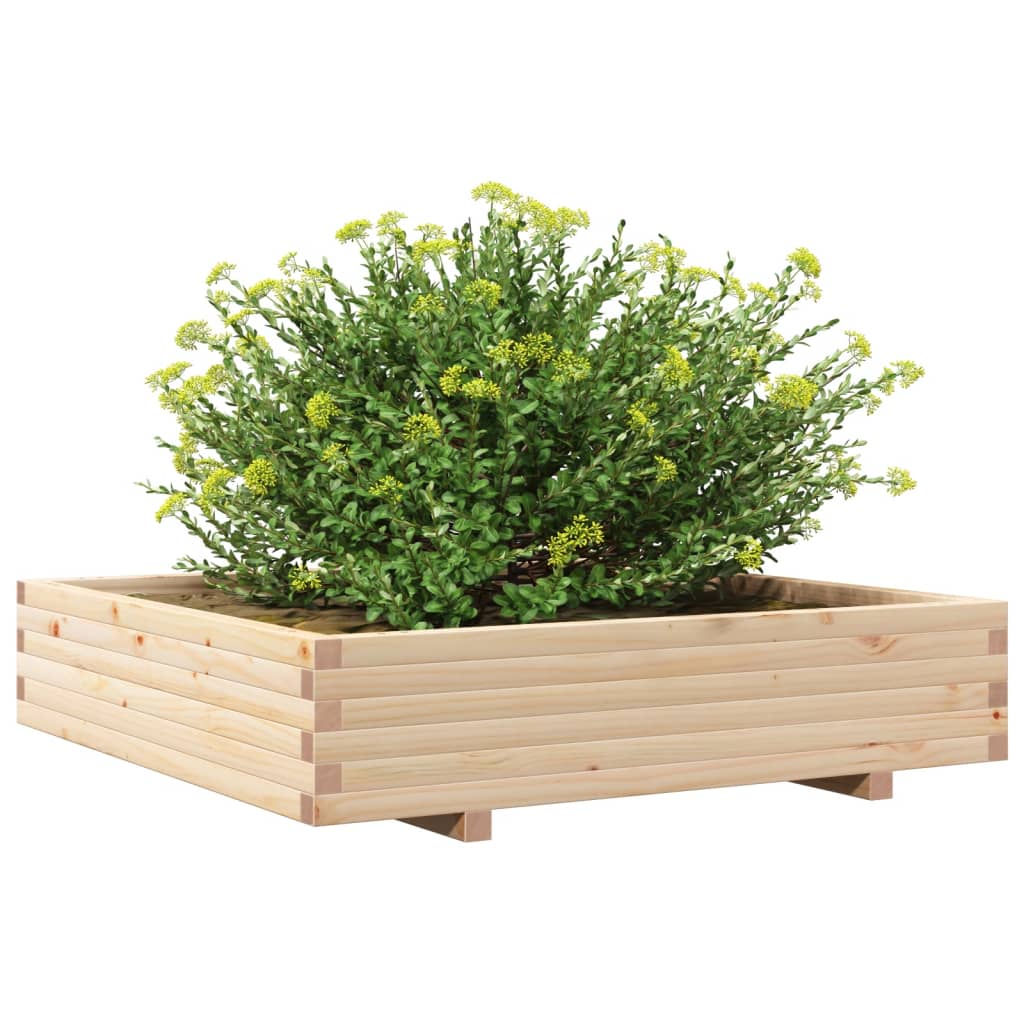 vidaXL Jardinera de madera maciza de pino 110x110x26,5 cm