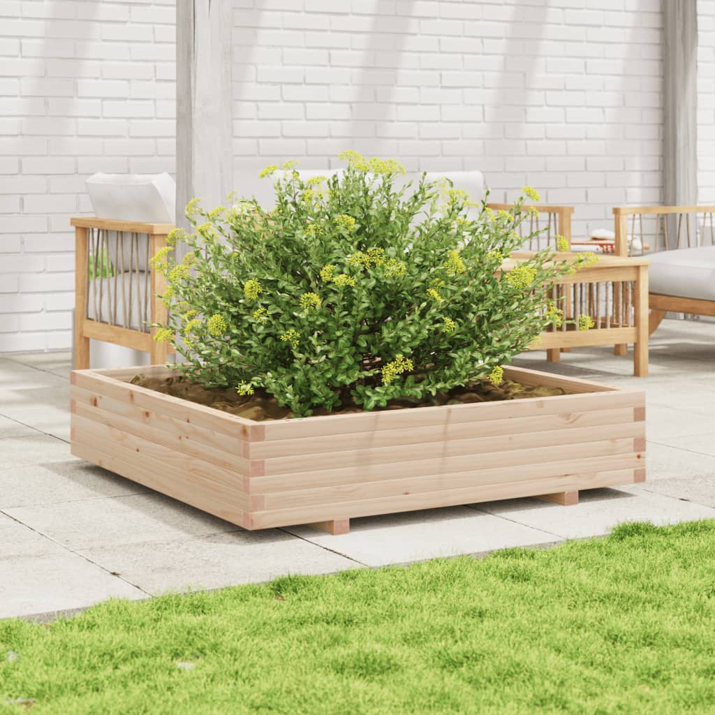 vidaXL Jardinera de madera maciza de pino 110x110x26,5 cm