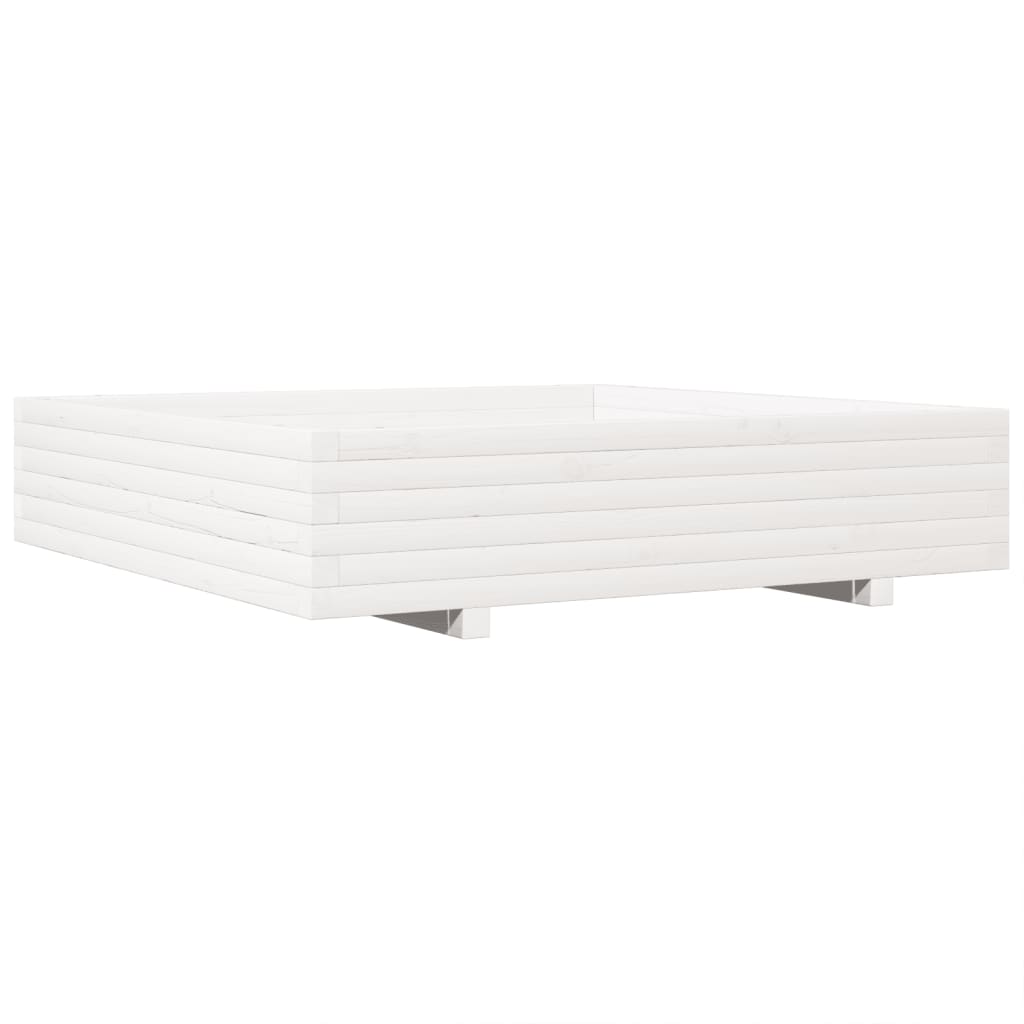 vidaXL Jardinera de madera maciza de pino blanca 110x110x26,5 cm