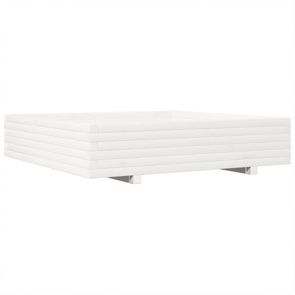 vidaXL Jardinera de madera maciza de pino blanca 110x110x26,5 cm