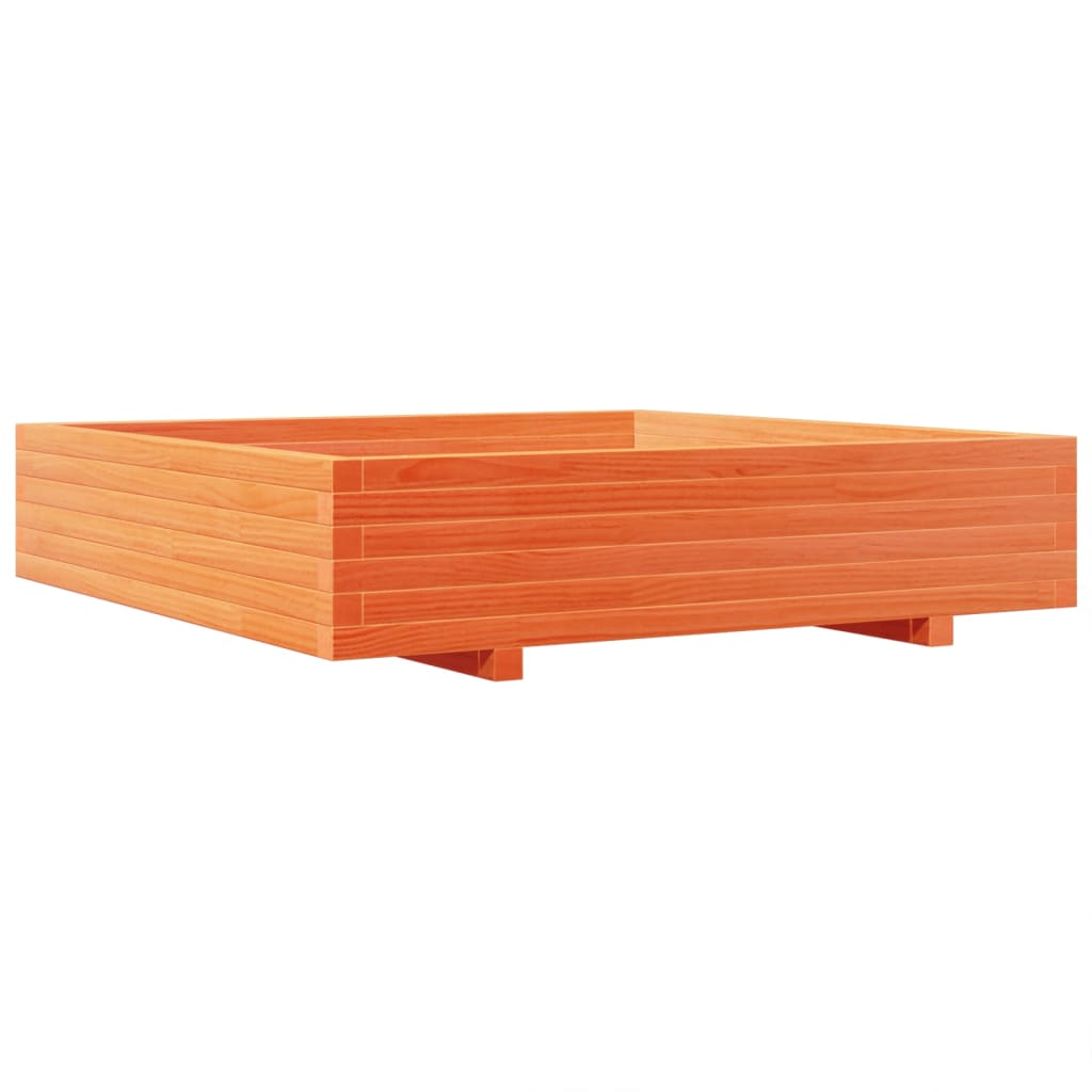 vidaXL Jardinera de madera maciza de pino marrón cera 110x110x26,5 cm