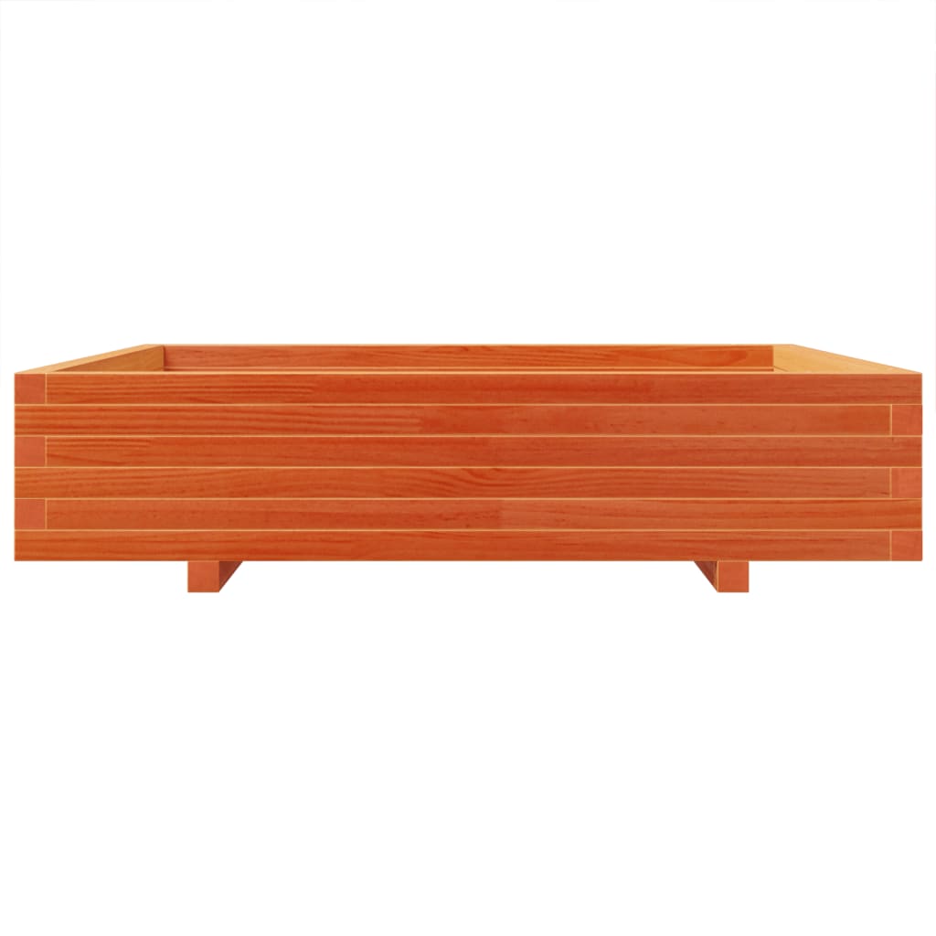 vidaXL Jardinera de madera maciza de pino marrón cera 110x110x26,5 cm