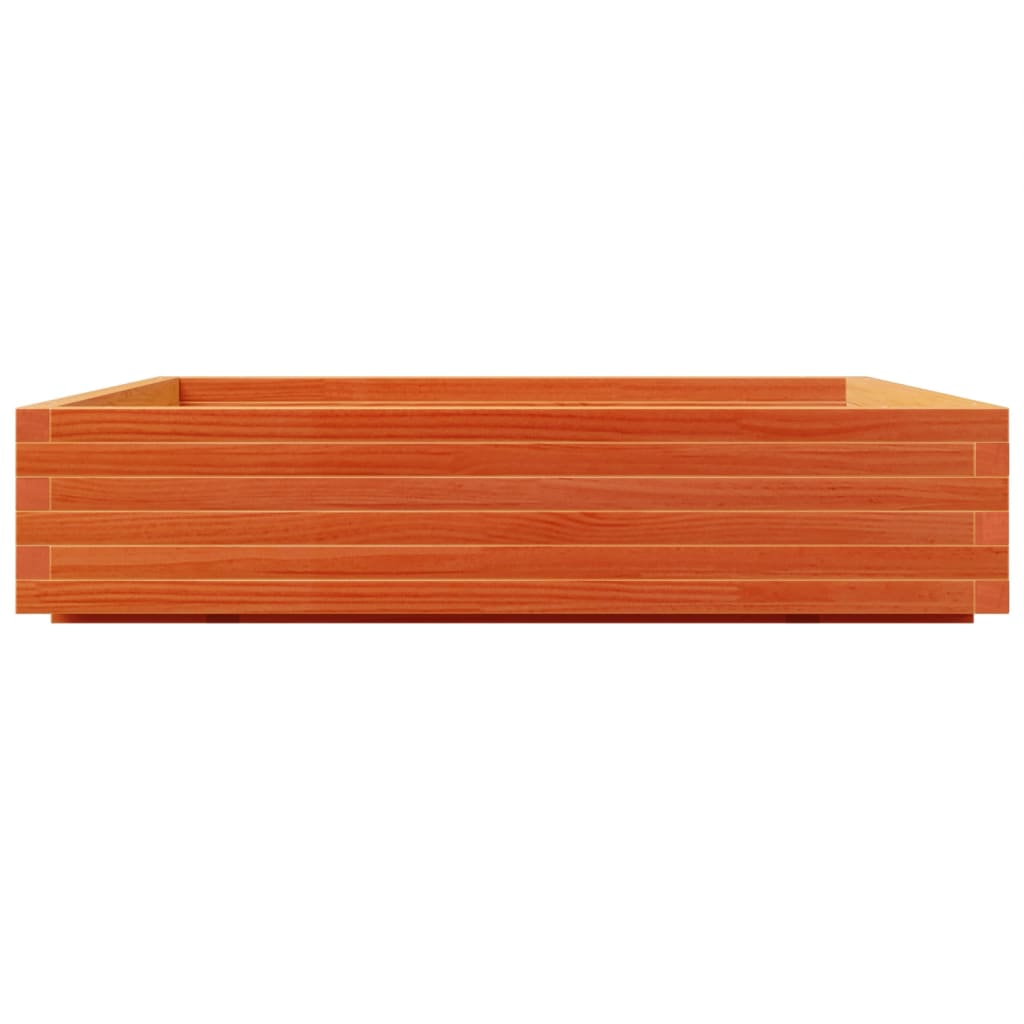 vidaXL Jardinera de madera maciza de pino marrón cera 110x110x26,5 cm