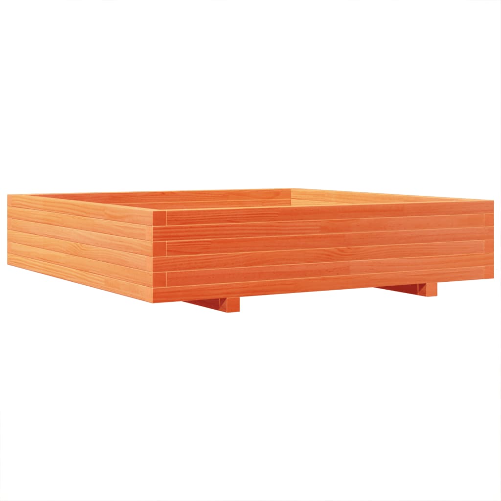 vidaXL Jardinera de madera maciza de pino marrón cera 110x110x26,5 cm