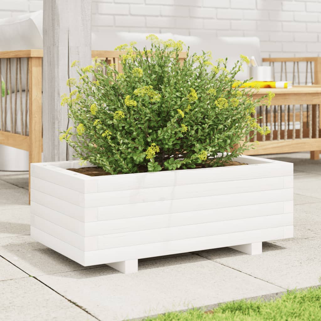 vidaXL Jardinera de madera maciza de pino blanco 70x40x26,5 cm