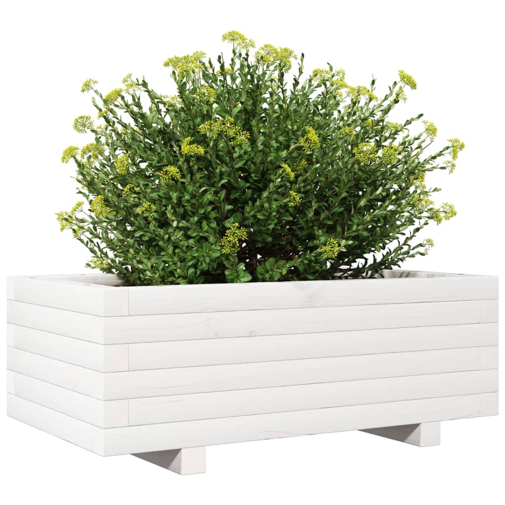 vidaXL Jardinera de madera maciza de pino blanco 70x40x26,5 cm