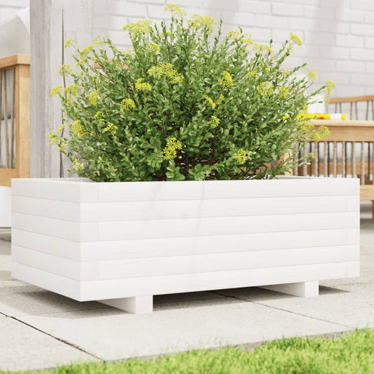 vidaXL Jardinera de madera maciza de pino blanco 70x40x26,5 cm