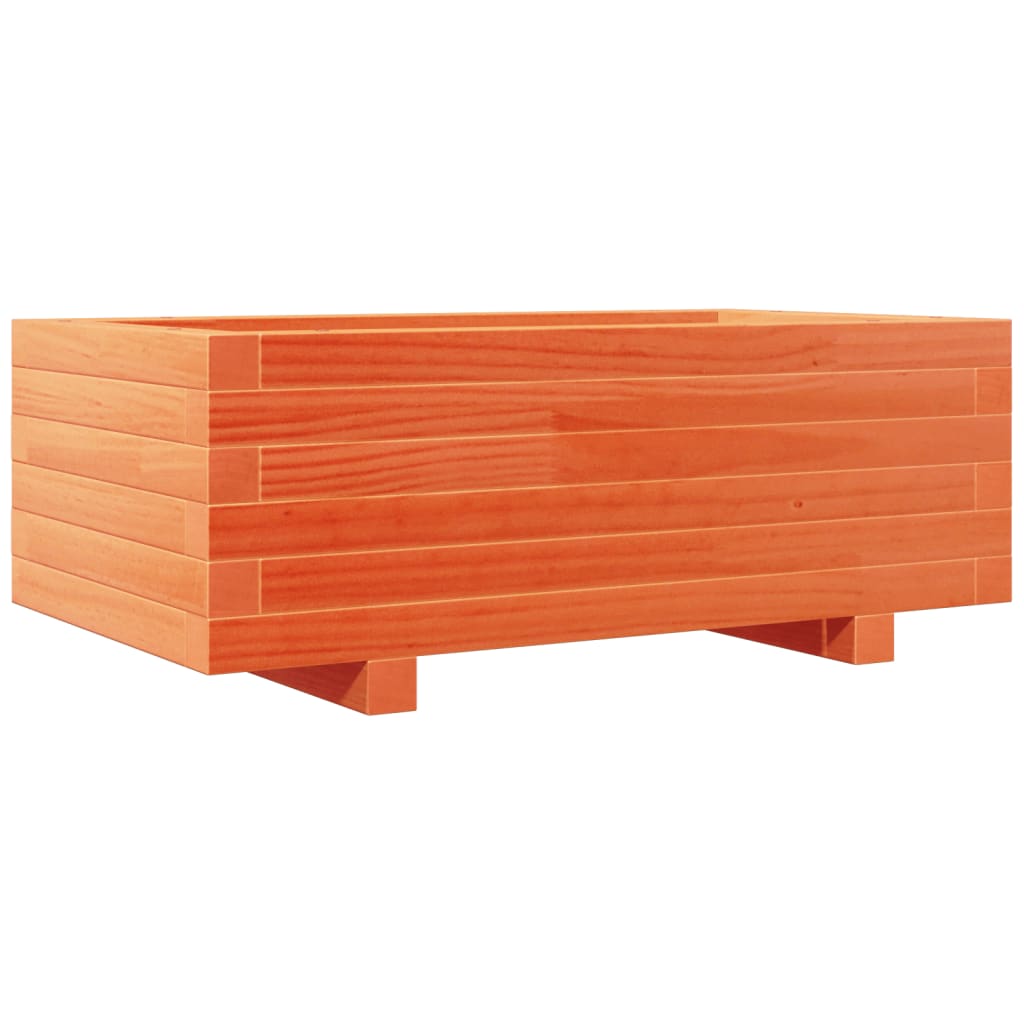 vidaXL Jardinera de madera maciza de pino marrón cera 70x40x26,5 cm