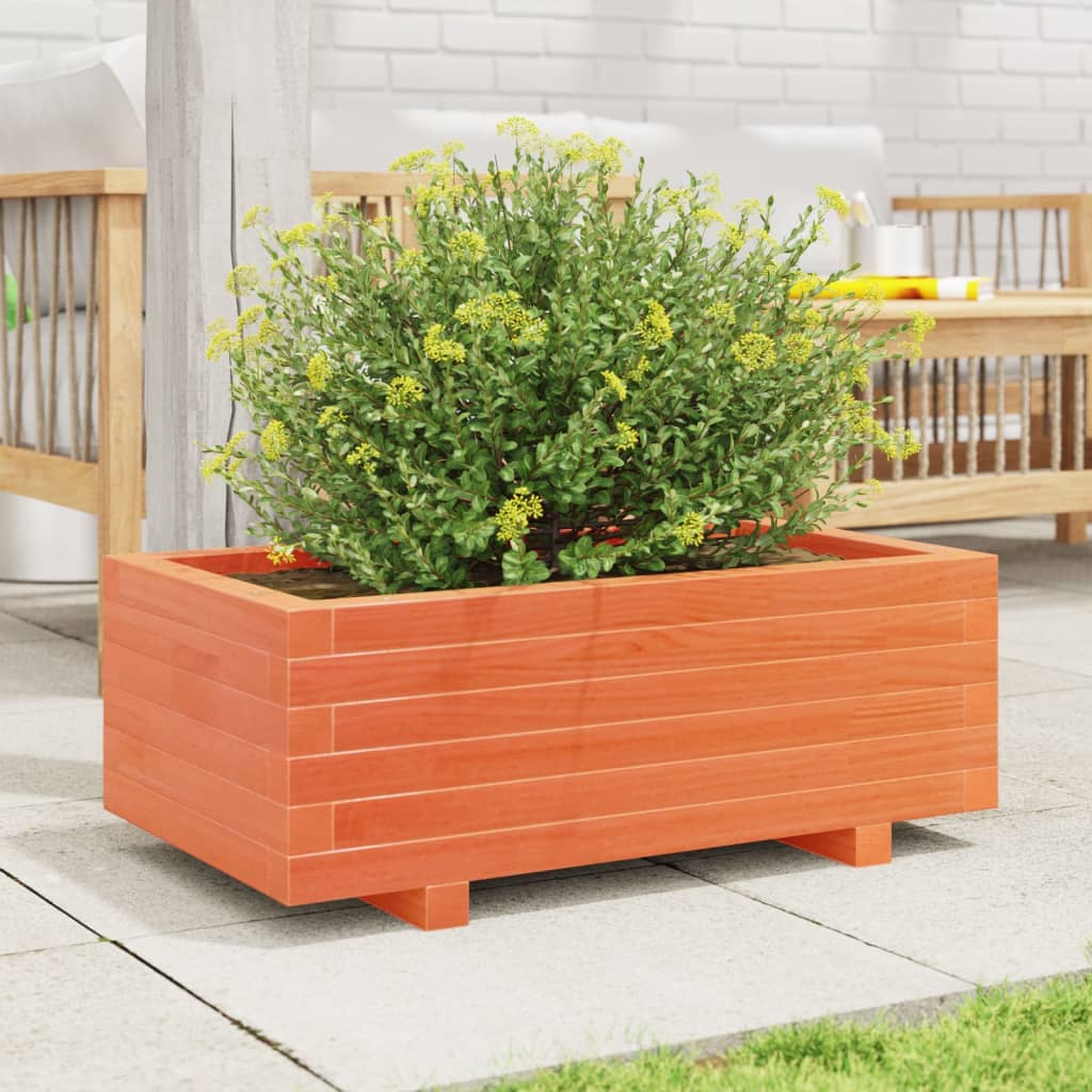 vidaXL Jardinera de madera maciza de pino marrón cera 70x40x26,5 cm