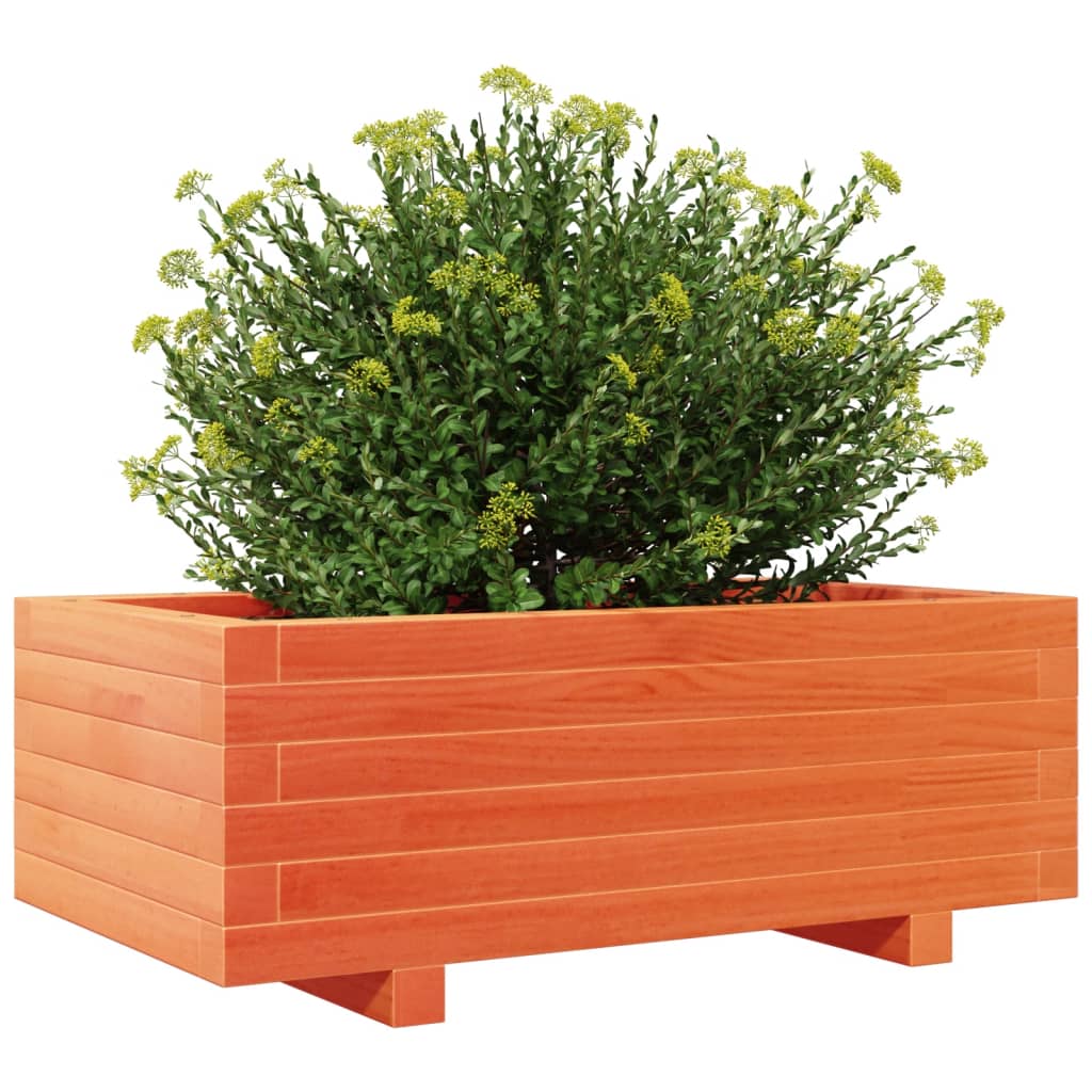 vidaXL Jardinera de madera maciza de pino marrón cera 70x40x26,5 cm