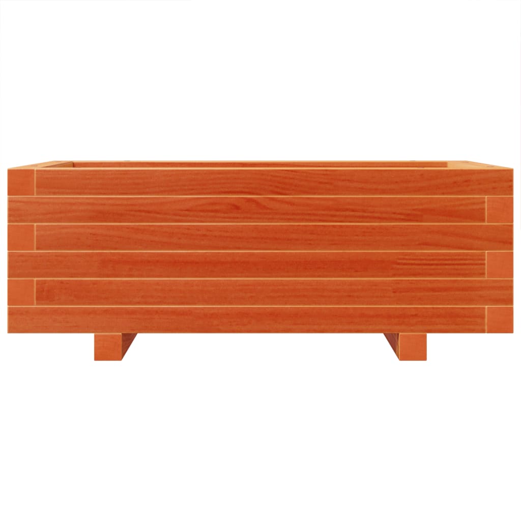 vidaXL Jardinera de madera maciza de pino marrón cera 70x40x26,5 cm