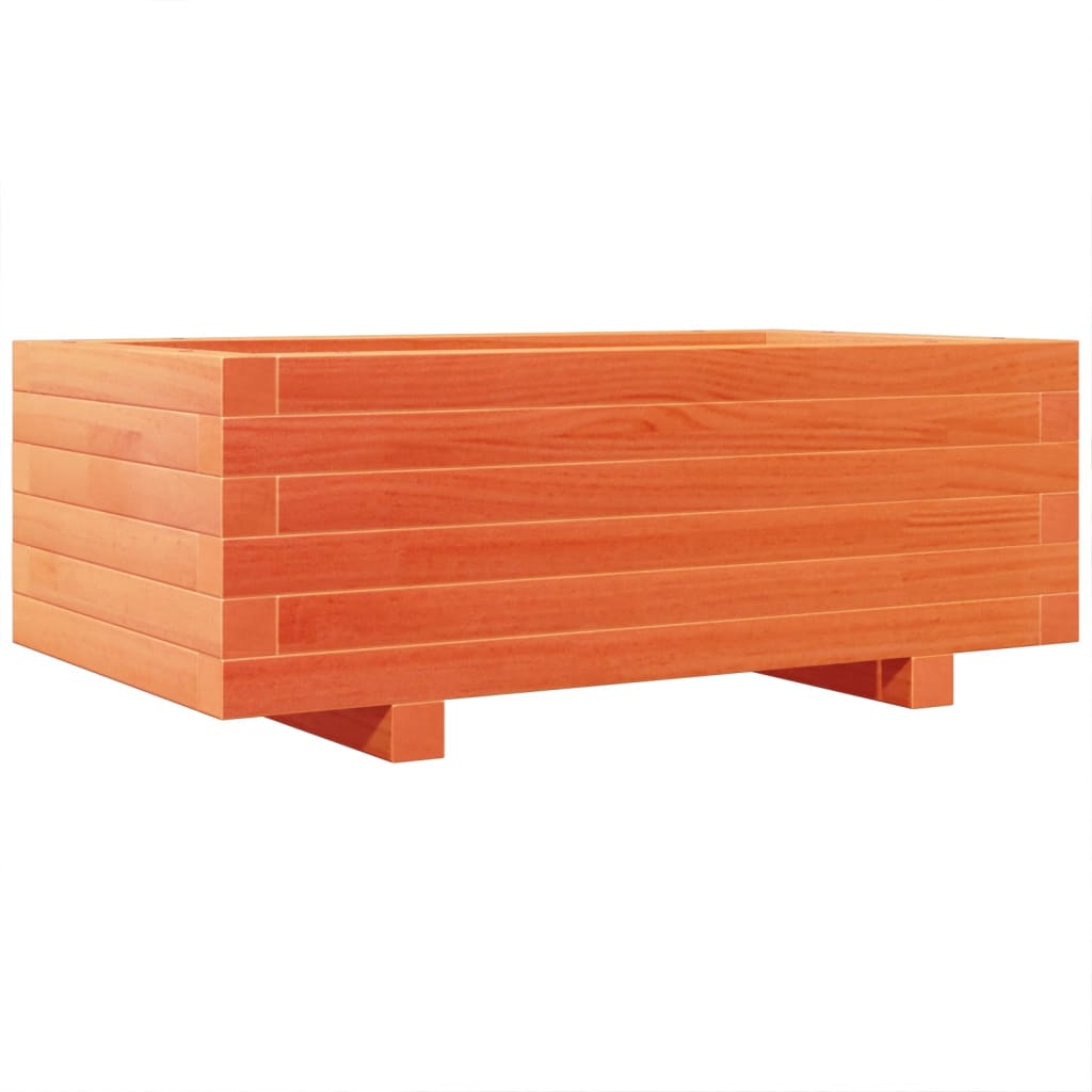 vidaXL Jardinera de madera maciza de pino marrón cera 70x40x26,5 cm