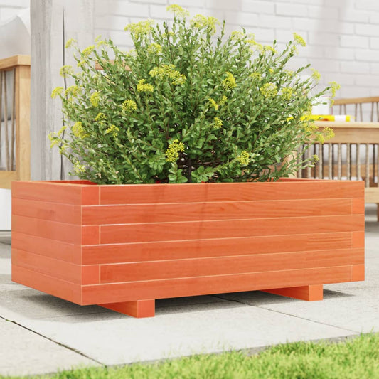 vidaXL Jardinera de madera maciza de pino marrón cera 70x40x26,5 cm