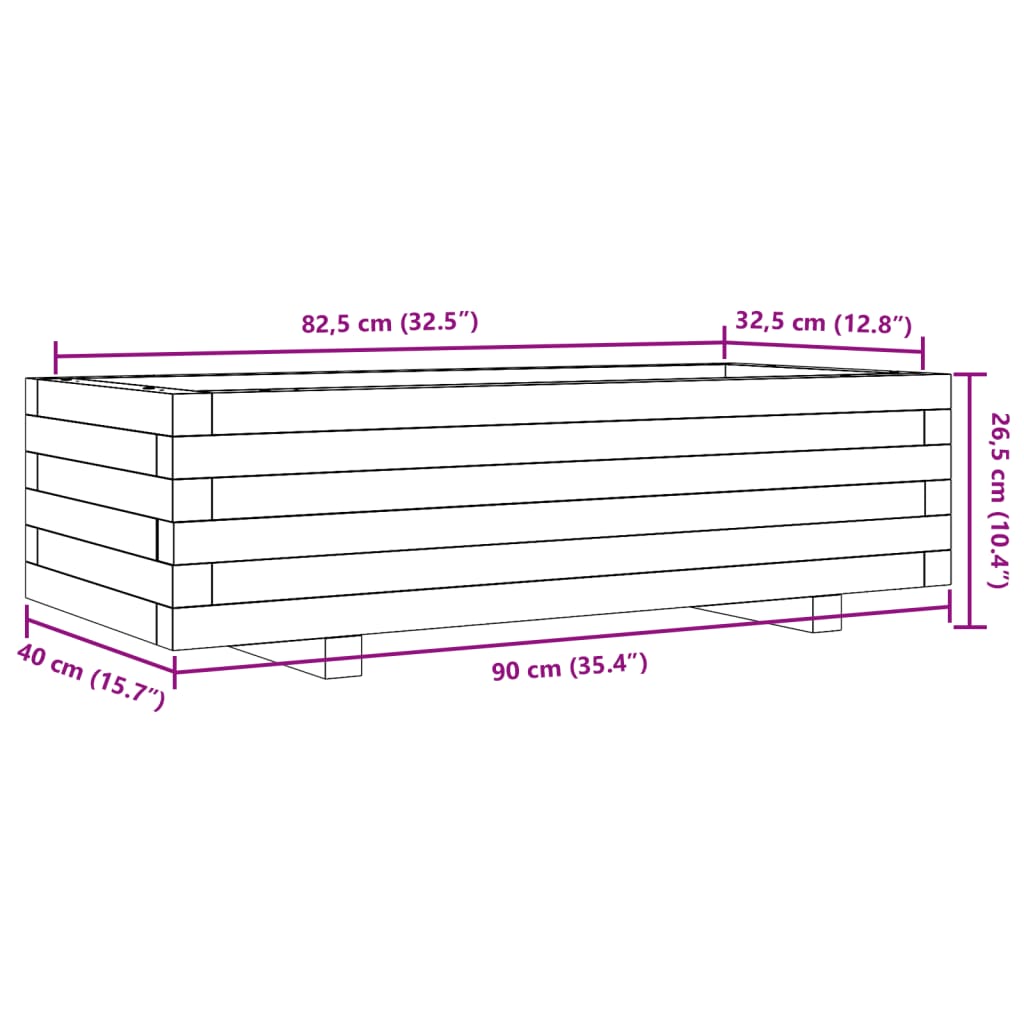 vidaXL Jardinera madera maciza de pino 90x40x26,5 cm