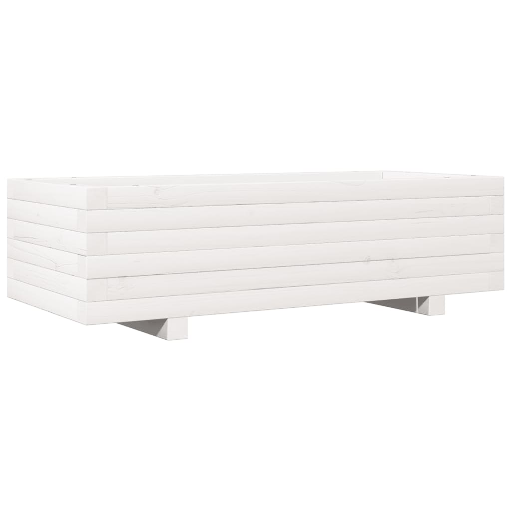 vidaXL Jardinera de madera maciza de pino blanco 90x40x26,5 cm