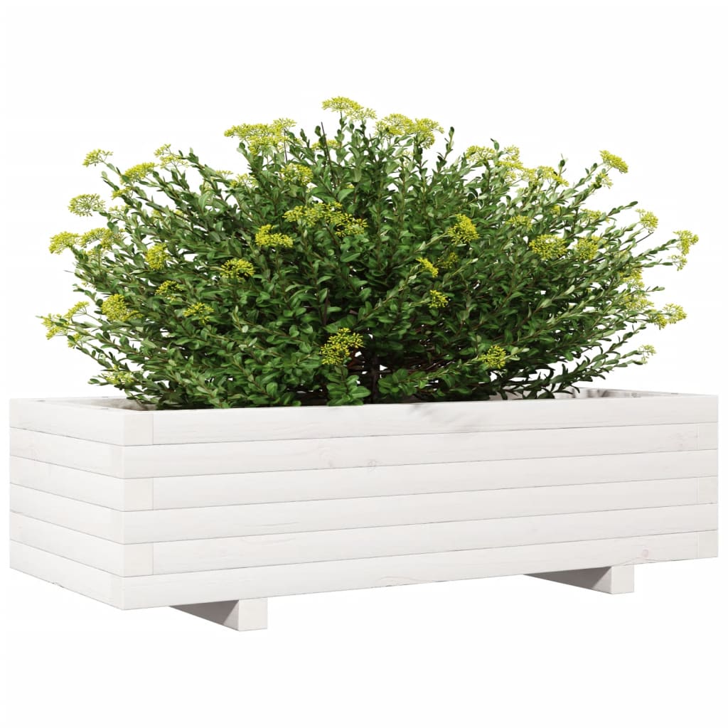 vidaXL Jardinera de madera maciza de pino blanco 90x40x26,5 cm