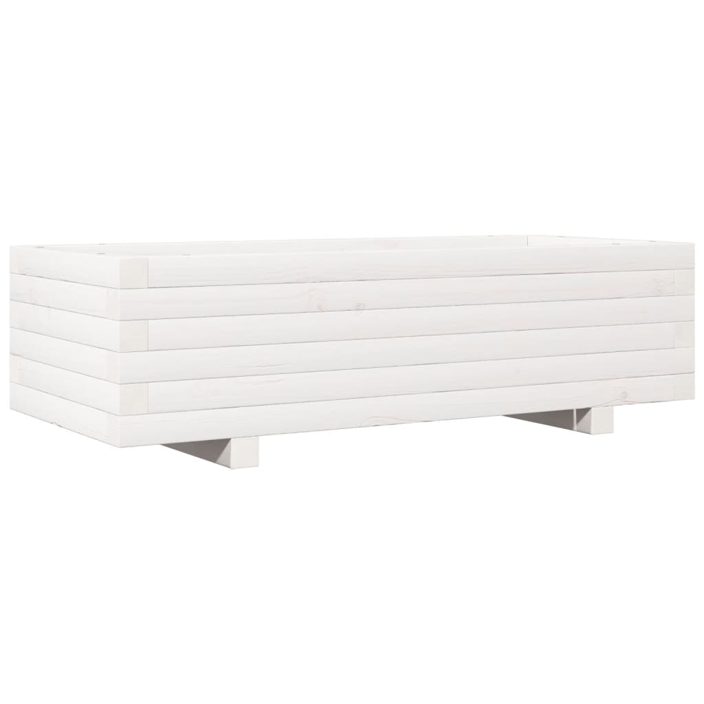 vidaXL Jardinera de madera maciza de pino blanco 90x40x26,5 cm