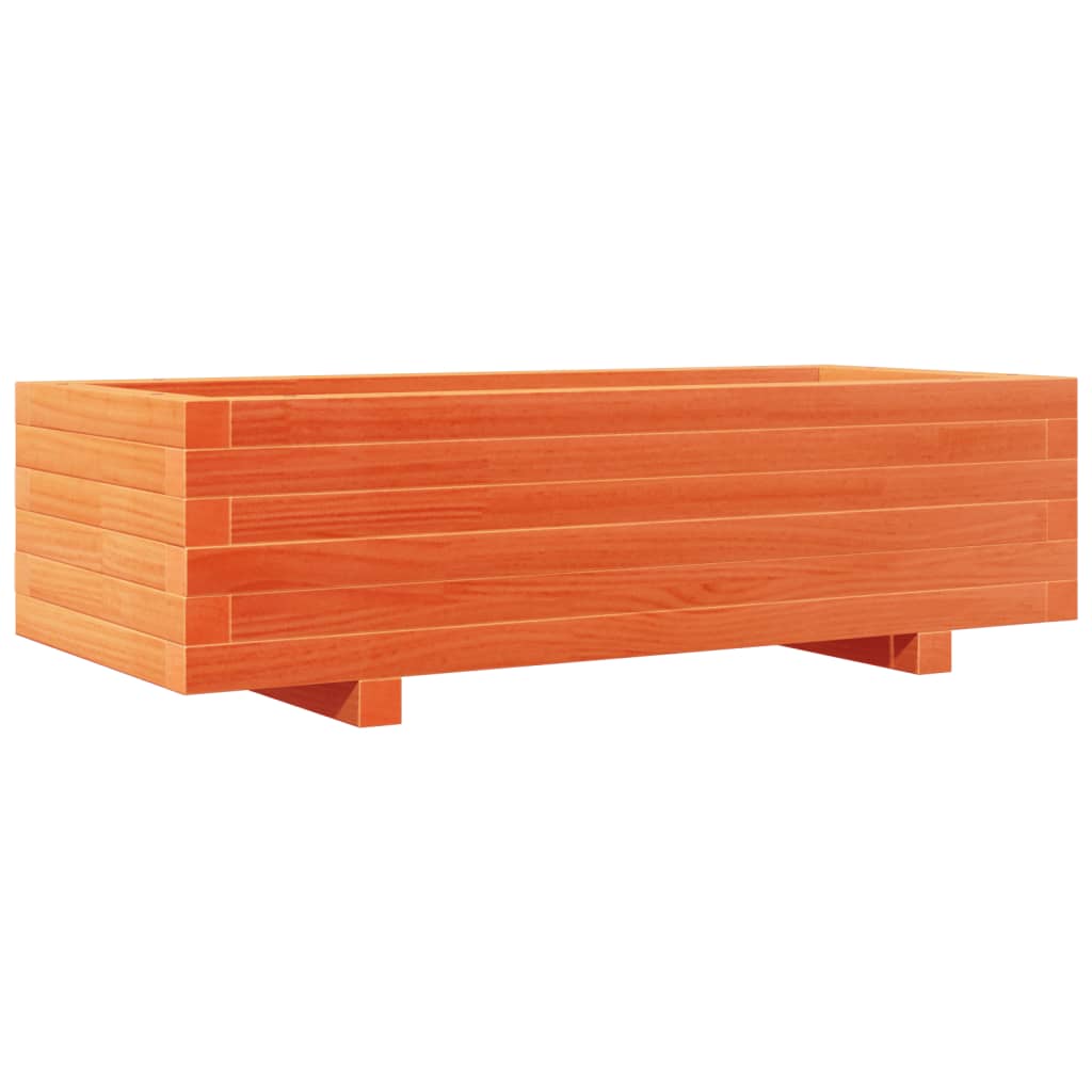 vidaXL Jardinera de madera maciza de pino marrón cera 90x40x26,5 cm