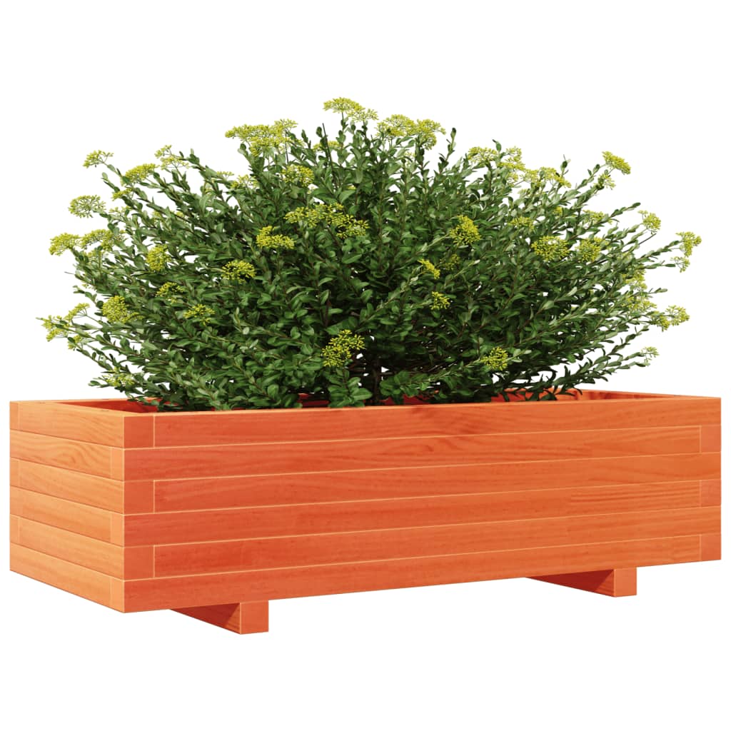 vidaXL Jardinera de madera maciza de pino marrón cera 90x40x26,5 cm