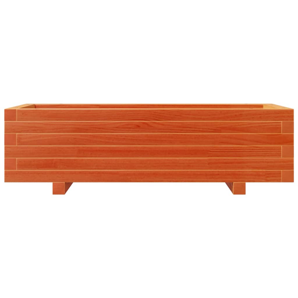 vidaXL Jardinera de madera maciza de pino marrón cera 90x40x26,5 cm