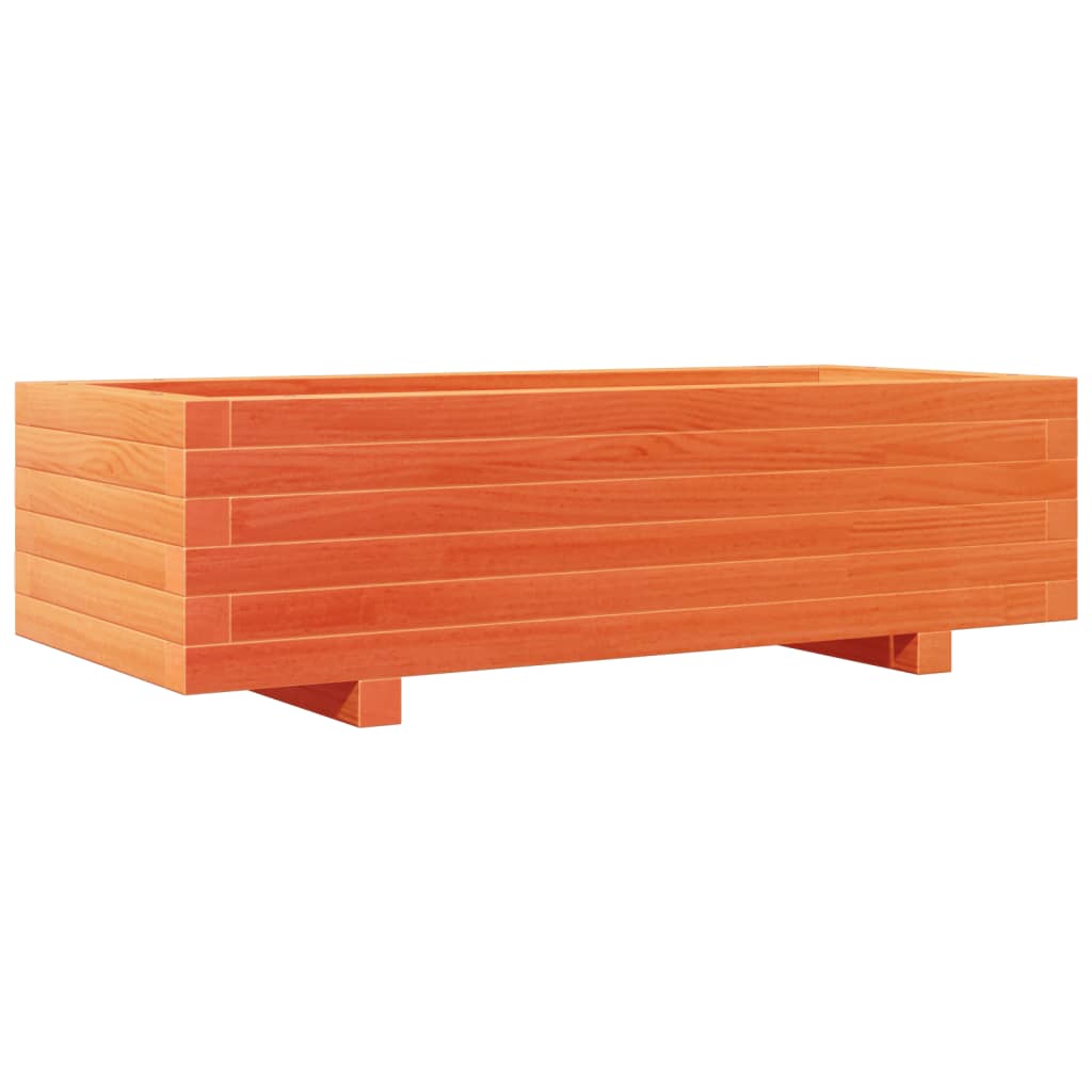 vidaXL Jardinera de madera maciza de pino marrón cera 90x40x26,5 cm