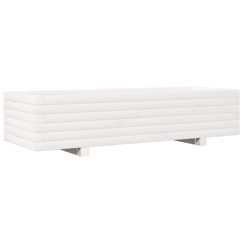 vidaXL Jardinera de madera maciza de pino blanco 110x40x26,5 cm