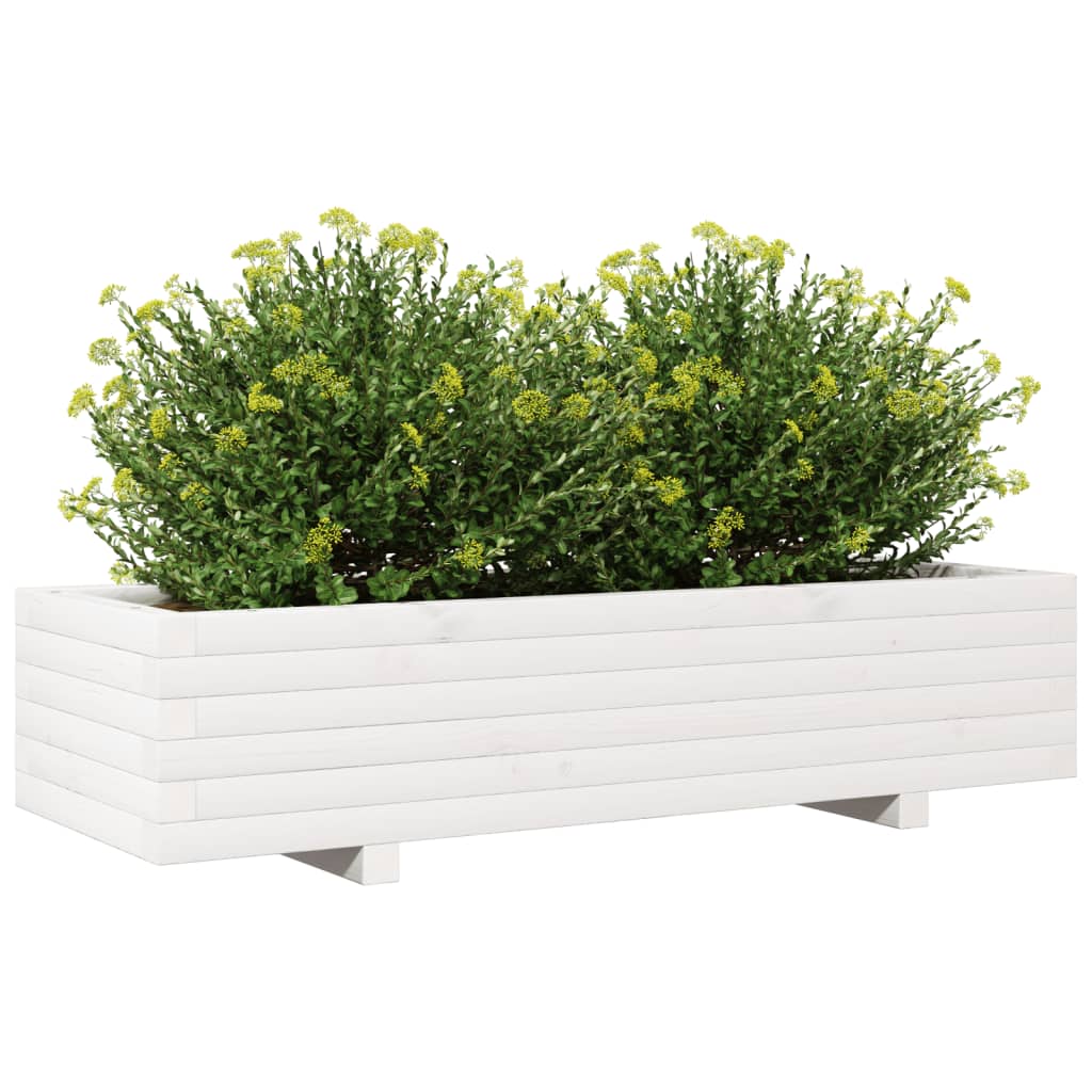 vidaXL Jardinera de madera maciza de pino blanco 110x40x26,5 cm